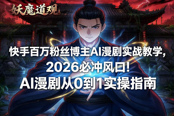 快手百万粉丝博主AI漫剧实战教学，2026必冲风口！AI漫剧从0到1实操指南-智富思维学堂