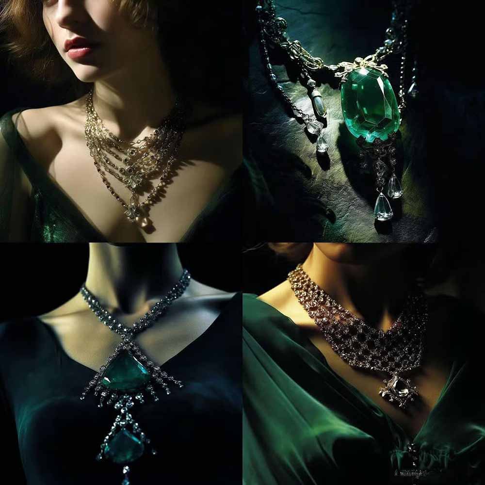 图片[4]-460+专业Midjourney珠宝摄影AI提示词+成效果图，戒指/项链/耳环/手链/宝石/及奢侈配饰等全品类-智富思维学堂