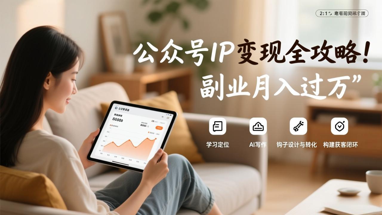 公众号IP变现全攻略，学习定位、AI写作、钩子设计与转化，构建获客闭环，副业月入过万-智富思维学堂