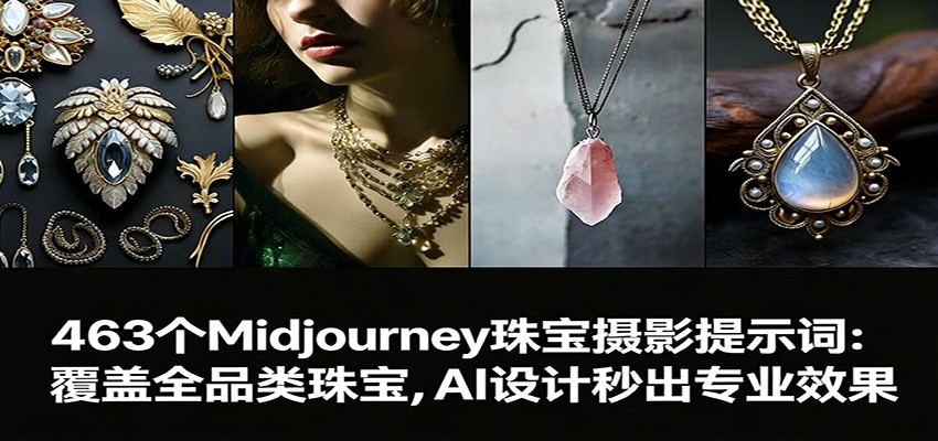 463个Midjourney珠宝摄影提示词:覆盖全品类珠宝,AI设计秒出专业效果-智富思维学堂