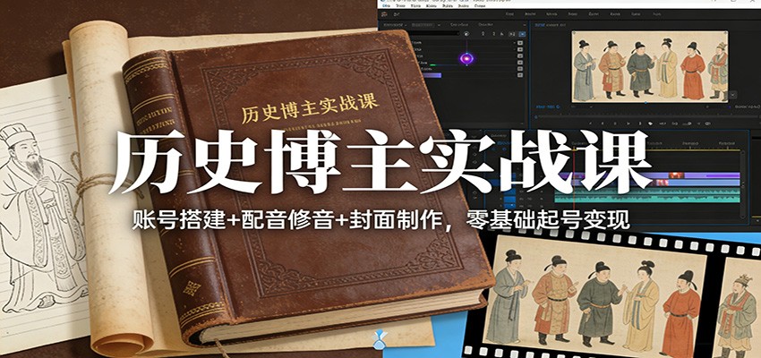 历史博主实战课:账号搭建+配音修音+封面制作,零基础起号变现-智富思维学堂