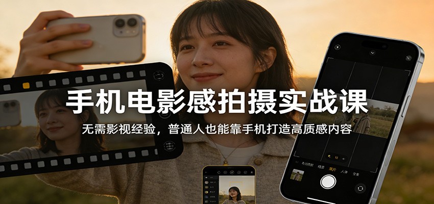 手机电影感拍摄实战课:无需影视经验,普通人也能靠手机打造高质感内容-智富思维学堂