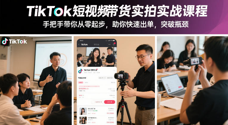 TikTok短视频带货实拍实战课程，手把手带你从零起步，助你快速出单，突破瓶颈-智富思维学堂
