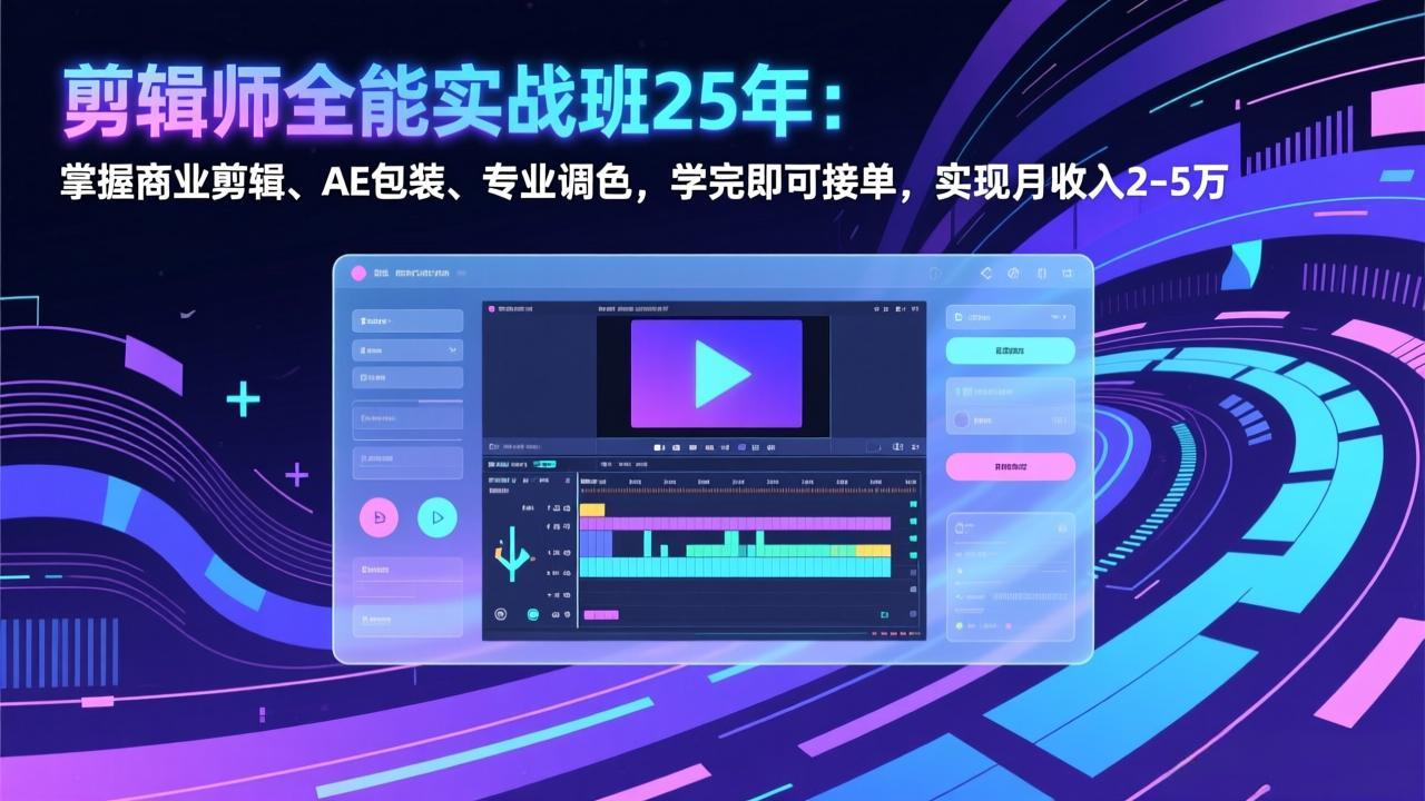 剪辑师全能实战班25年：掌握商业剪辑、AE包装、专业调色，学完即可接单，实现月收入2-5万-智富思维学堂