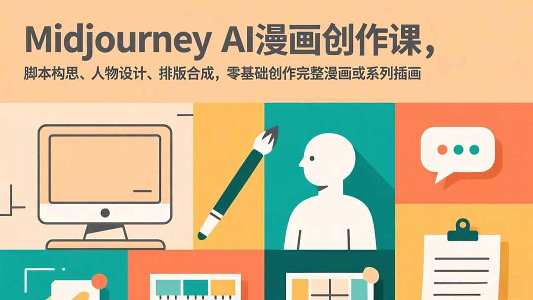 Midjourney AI漫画创作课，脚本构思、人物设计、排版合成，零基础创作完整漫画或系列插画-智富思维学堂