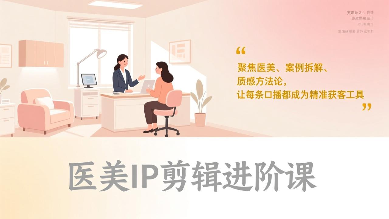 医美IP剪辑进阶课，聚焦医美、案例拆解、质感方法论，让每条口播都成为精准获客工具-智富思维学堂