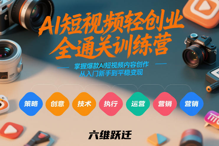 AI短视频轻创业全通关训练营,掌握爆款AI短视频内容创作,从入门新手到平稳变现的六维跃迁-智富思维学堂