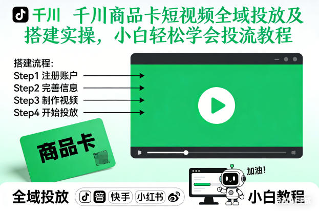 千川商品卡短视频全域投放及搭建实操，小白轻松学会投流教程(更新26年2月)-智富思维学堂