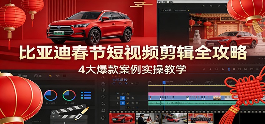 比亚迪春节短视频剪辑全攻略,4大爆款案例实操教学-智富思维学堂