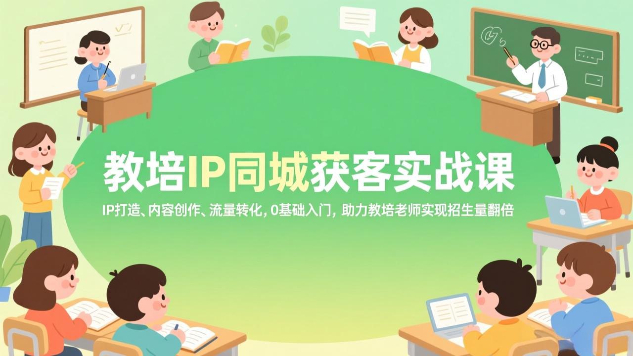 教培IP同城获客实战课,IP打造、内容创作、流量转化,0基础入门,助力教培老师实现招生量翻倍-智富思维学堂