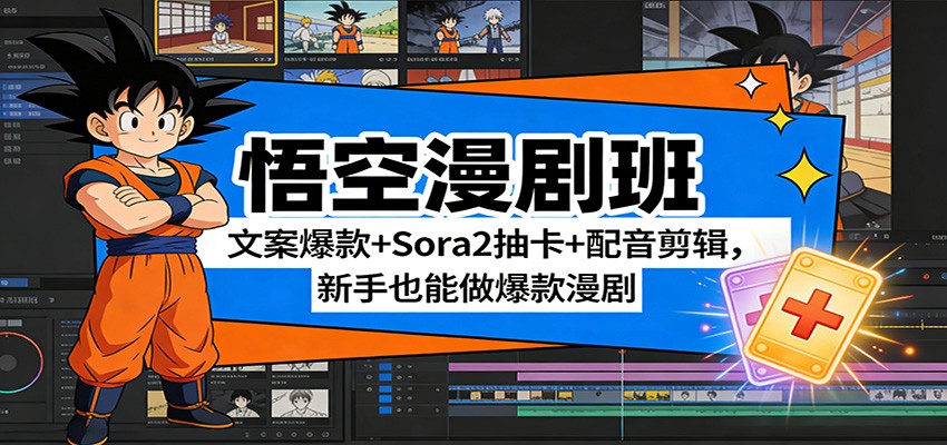 悟空漫剧班：文案爆款+Sora2抽卡+配音剪辑，新手也能做爆款漫剧-智富思维学堂