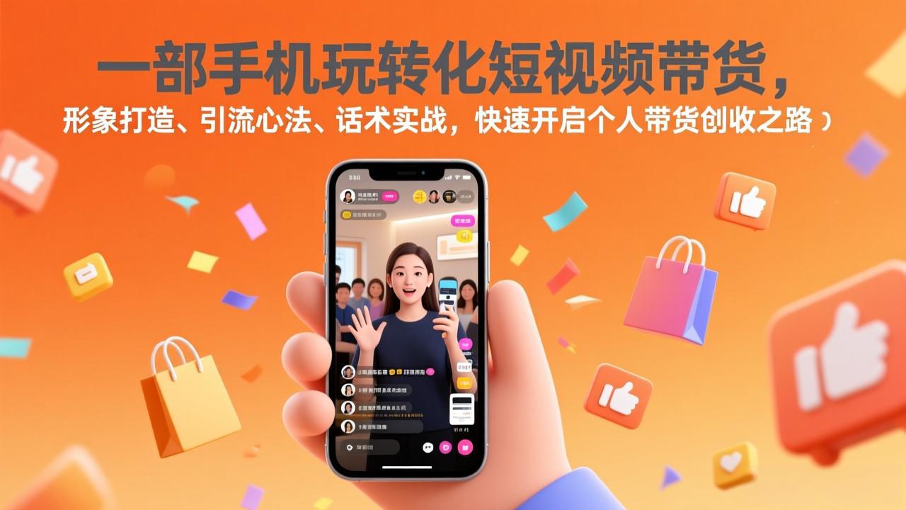 一部手机玩转化短视频带货,形象打造、引流心法、话术实战,快速开启个人带货创收之路-智富思维学堂