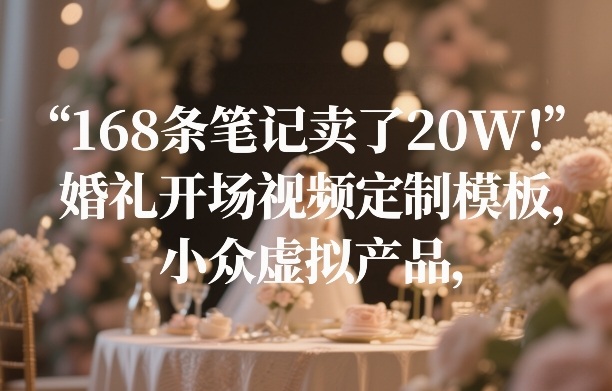 168条笔记卖了20W!婚礼开场视频定制模板,小众虚拟产品-智富思维学堂