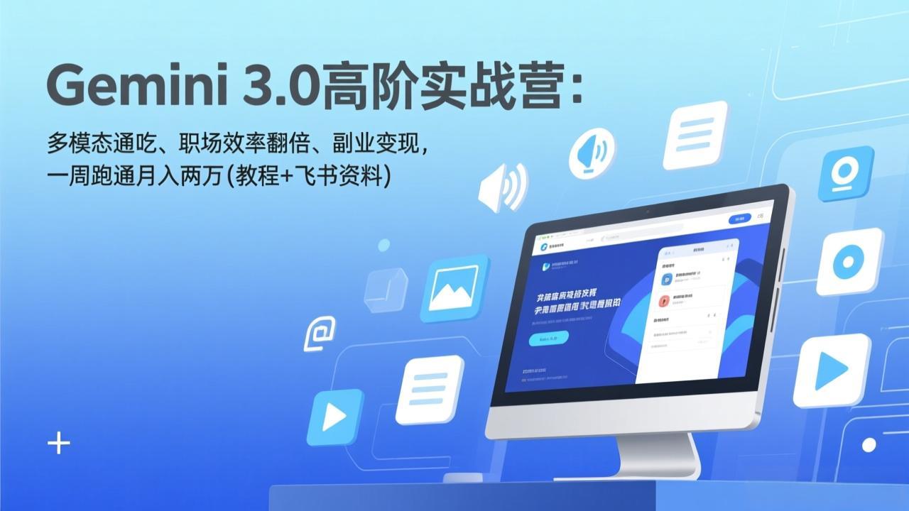 Gemini 3.0高阶实战营:多模态通吃、职场效率翻倍、副业变现,一周跑通月入两万(教程+飞书资料-智富思维学堂