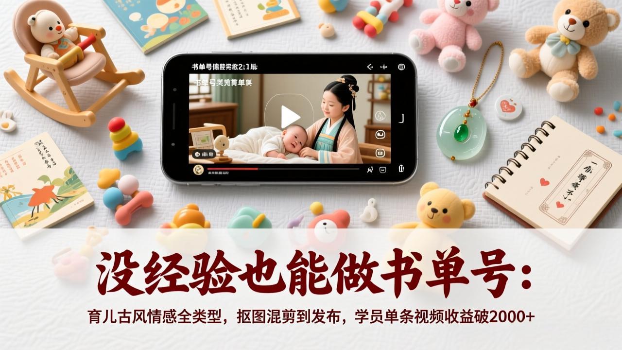 没经验也能做书单号:育儿古风情感全类型,抠图混剪到发布,学员单条视频收益破2000+-智富思维学堂