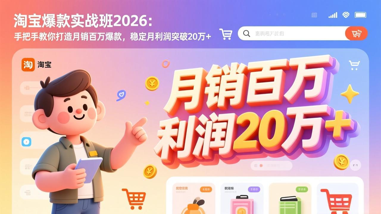 淘宝爆款实战班-2026年2月更新:手把手教你打造月销百万爆款,稳定月利润突破20万+-智富思维学堂