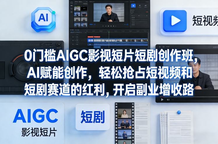 0门槛AIGC影视短片短剧创作班，AI赋能创作，轻松抢占短视频和短剧赛道的红利，开启副业增收路-智富思维学堂