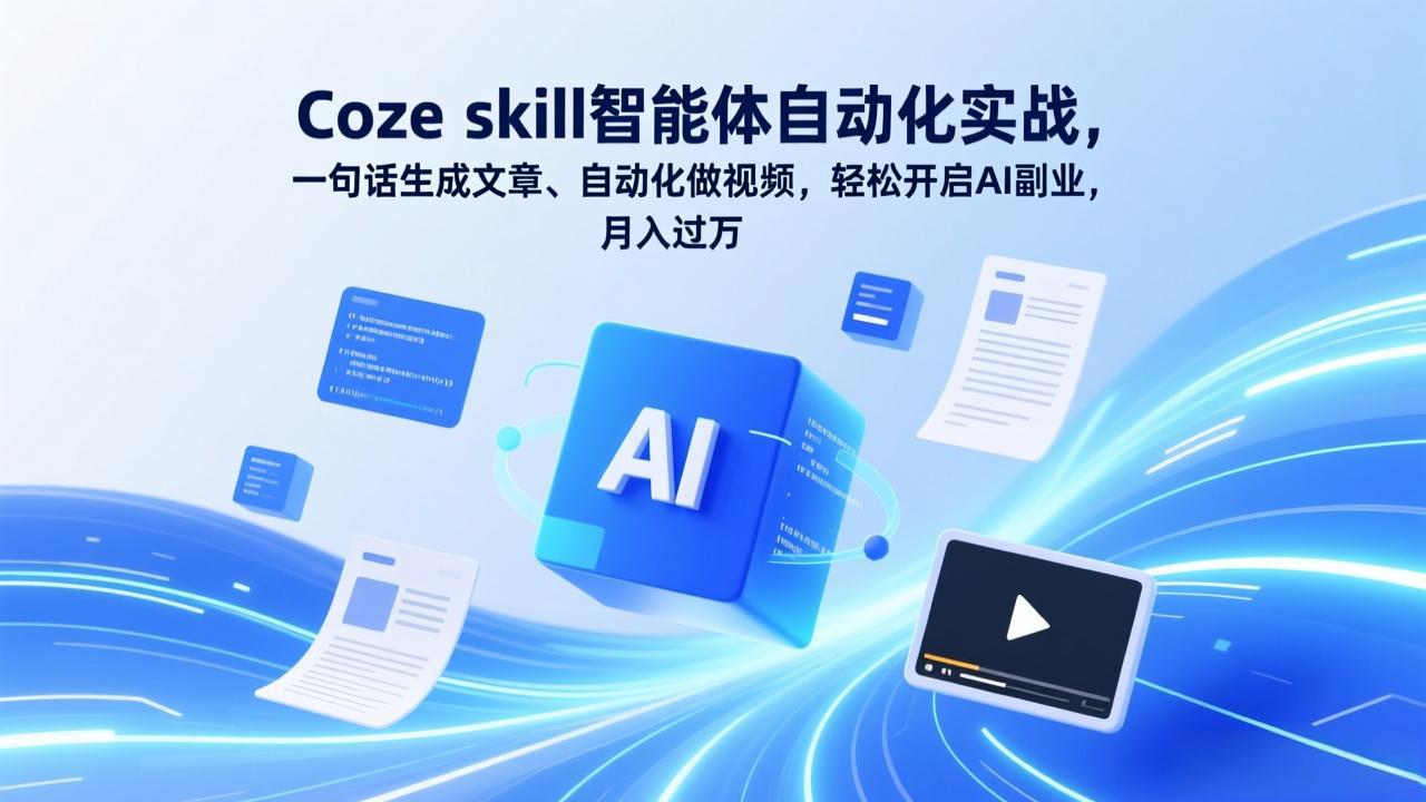 Coze skill智能体自动化实战,一句话生成文章、自动化做视频,轻松开启AI副业,月入过万-智富思维学堂