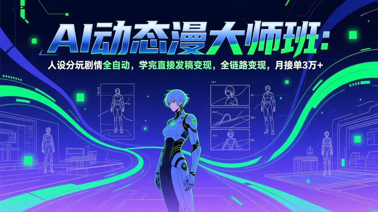AI动态漫剧大师班：人设分镜剧情全自动，学完直接发稿变现，全链路变现，月接单3万+-智富思维学堂