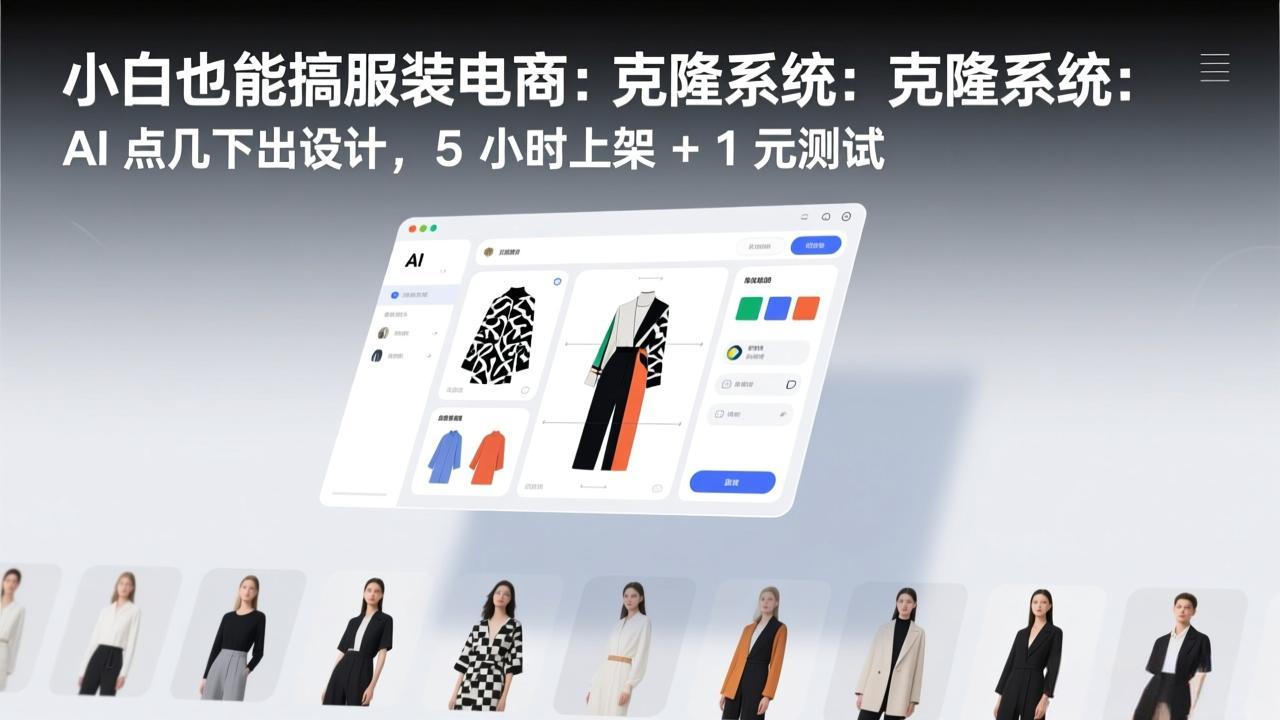 小白也能搞服装电商：克隆系统：AI 点几下出设计，5 小时上架 + 1 元测试-智富思维学堂