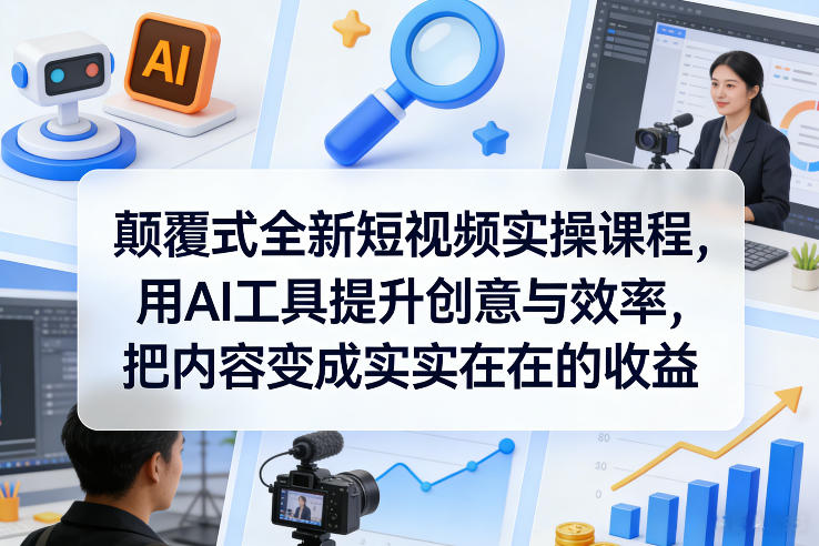 颠覆式全新短视频实操课程,用AI工具提升创意与效率,把内容变成实实在在的收益-智富思维学堂