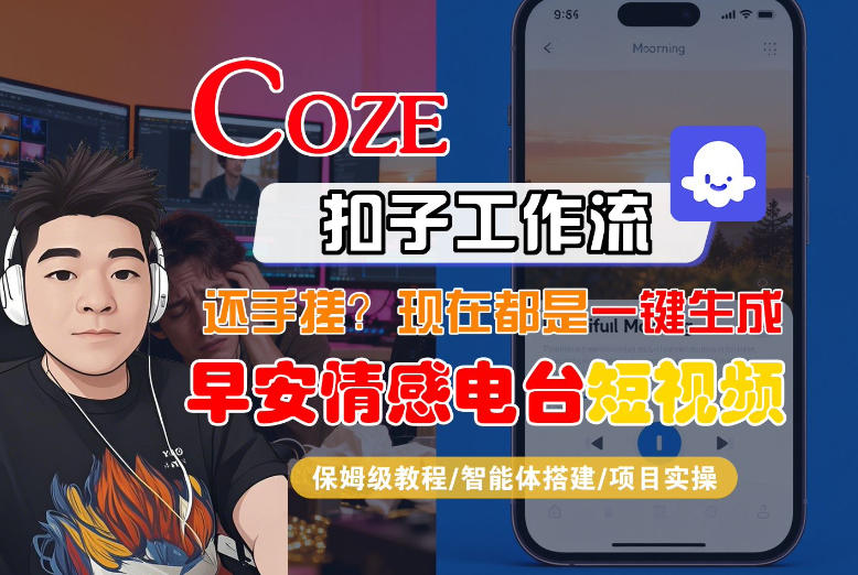【Coze工作流搭建实操教程】【coze】早安情感电台日签视频还在手动做?用扣子工作流自动生成,省时90%-智富思维学堂