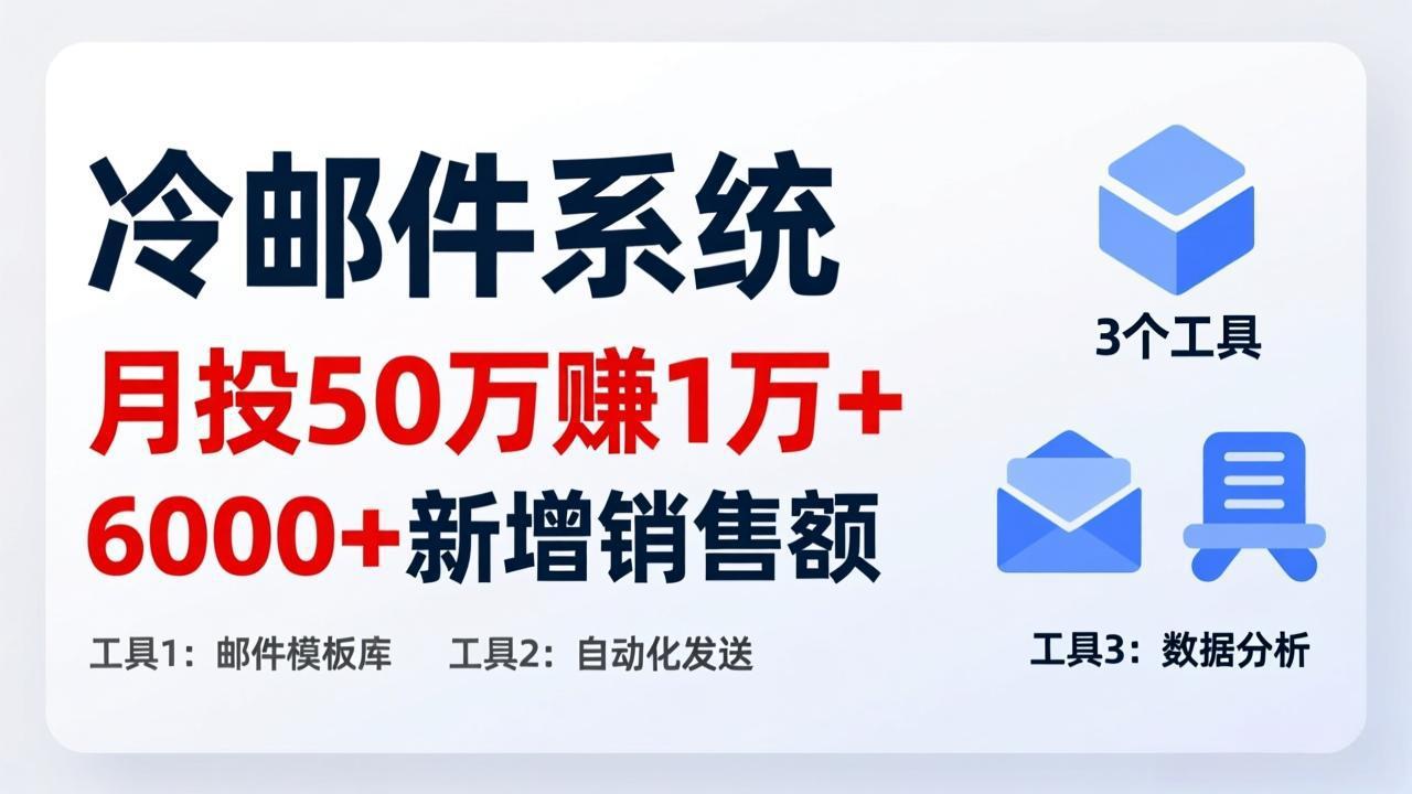月投 50 刀赚 1 万 +!冷邮件系统:6000 + 新增销售额,靠 3 个工具轻松搞-智富思维学堂