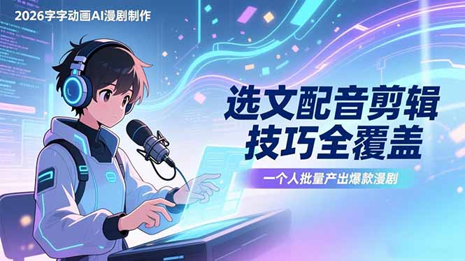 2026字字动画AI漫剧制作-1期,选文配音剪辑技巧全覆盖,一个人就能批量产出爆款漫剧-智富思维学堂