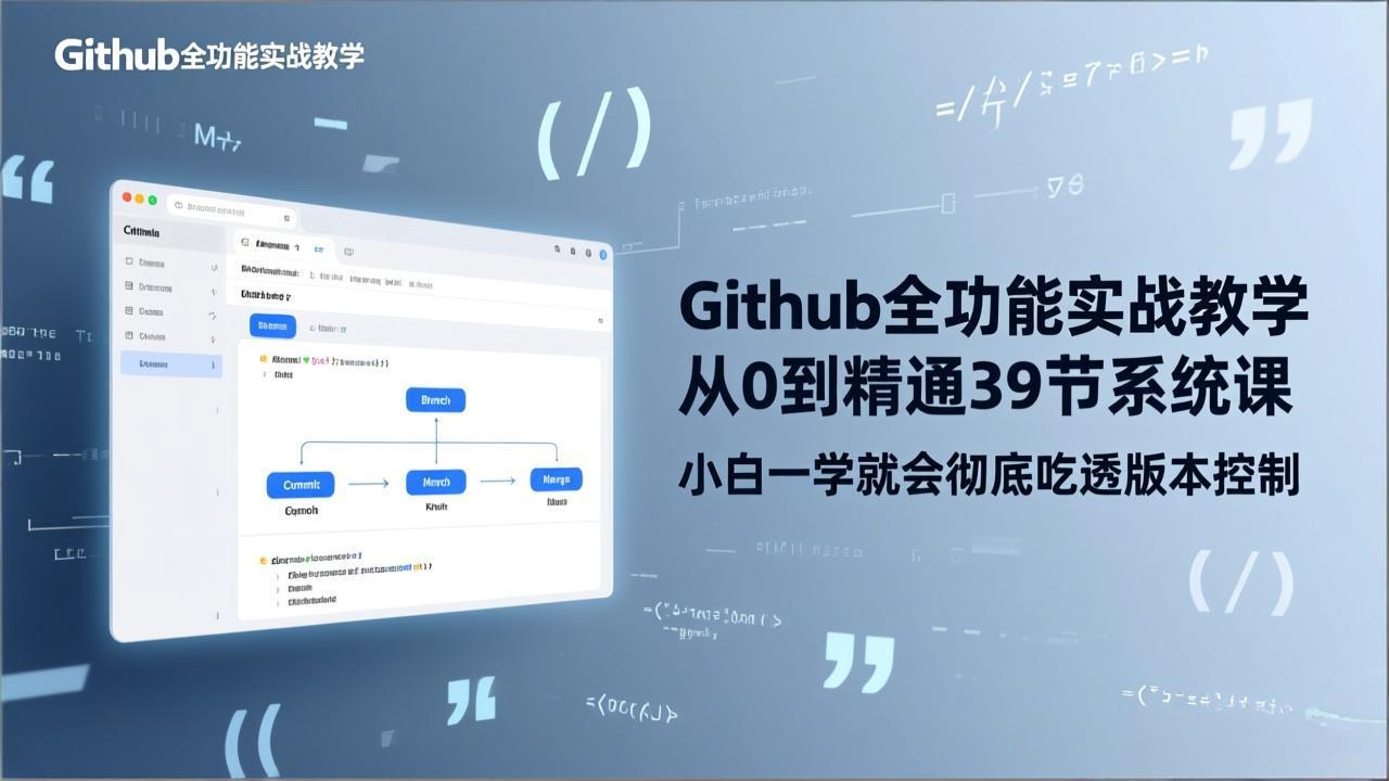 GitHub-全功能实战教学,从0到精通39节系统课,小白一学就会彻底吃透版本控制-智富思维学堂