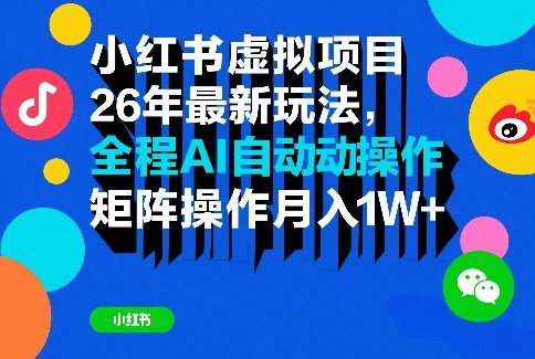 小红书虚拟项目26年最新玩法，全程AI自动操作，矩阵操作月入1W＋【揭秘】-智富思维学堂