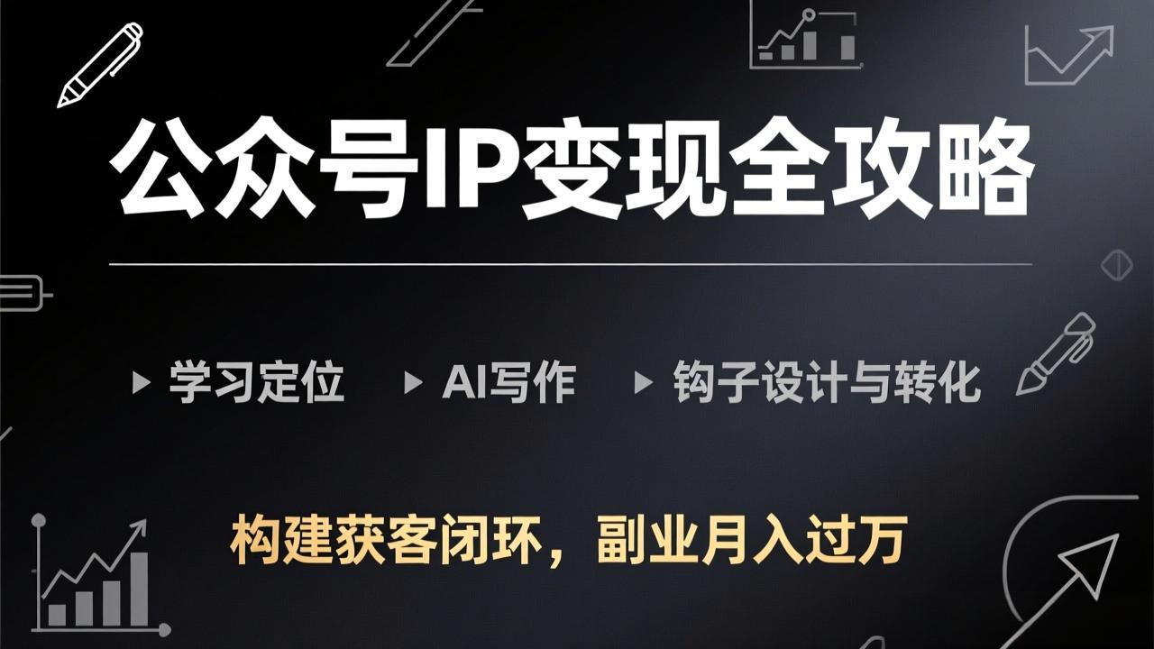 公众号IP变现全攻略-更新，学习定位、AI写作、钩子设计与转化，构建获客闭环，副业月入过万-智富思维学堂
