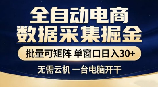 独家电商数据全自动采集项目,批量可矩阵,单窗口轻松日入3张+【揭秘】-智富思维学堂