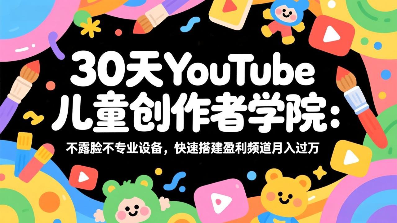 30天YouTube儿童创作者学院：不露脸不专业设备，快速搭建盈利频道月入过万-智富思维学堂