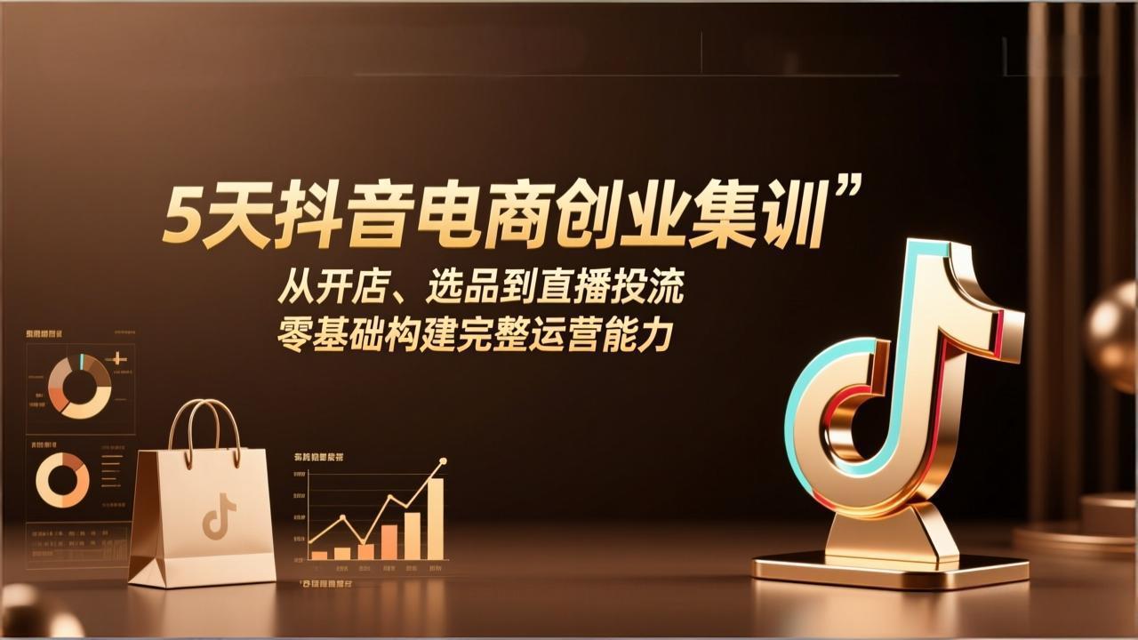 5天抖音电商创业集训：从开店、选品到直播投流，零基础构建完整运营能力-智富思维学堂