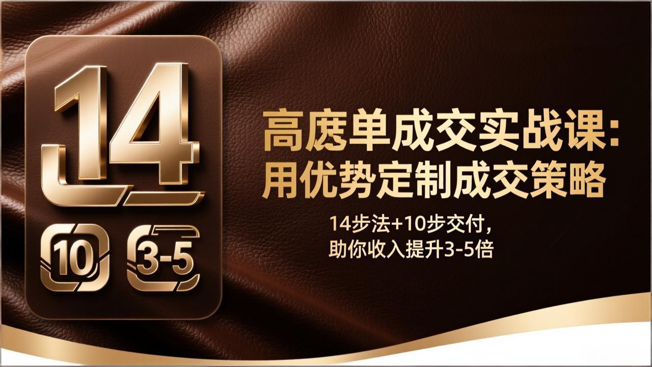 高客单成交实战课：用优势定制成交策略，14步法+10步交付，助你收入提升3-5倍-智富思维学堂
