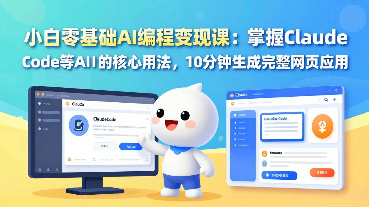 小白零基础AI编程变现课：掌握Claude Code等AI工具的核心用法，10分钟生成完整网页应用-智富思维学堂