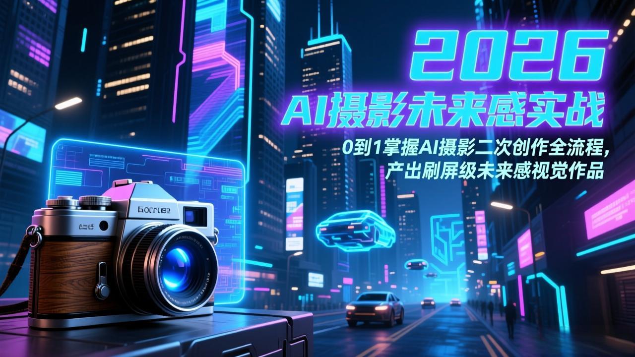 2026 AI摄影未来感实战：0到1掌握AI摄影二次创作全流程，产出刷屏级未来感视觉作品-智富思维学堂