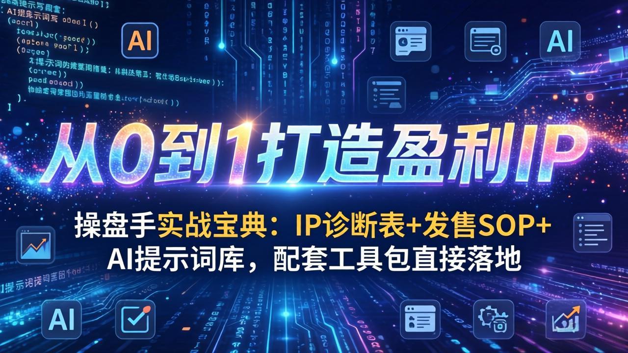 操盘手实战宝典：IP诊断表+发售SOP+AI提示词库，配套工具包直接落地，从0到1打造盈利IP-智富思维学堂