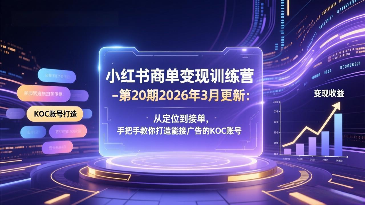 小红书商单变现训练营-第20期26年3月更新：从定位到接单，手把手教你打造能接广告的KOC账号-智富思维学堂