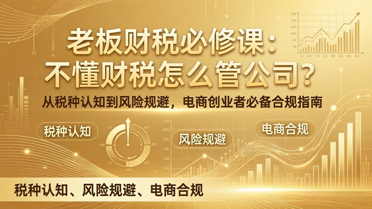 老板财税必修课：不懂财税怎么管公司？从税种认知到风险规避，电商创业者必备合规指南-智富思维学堂