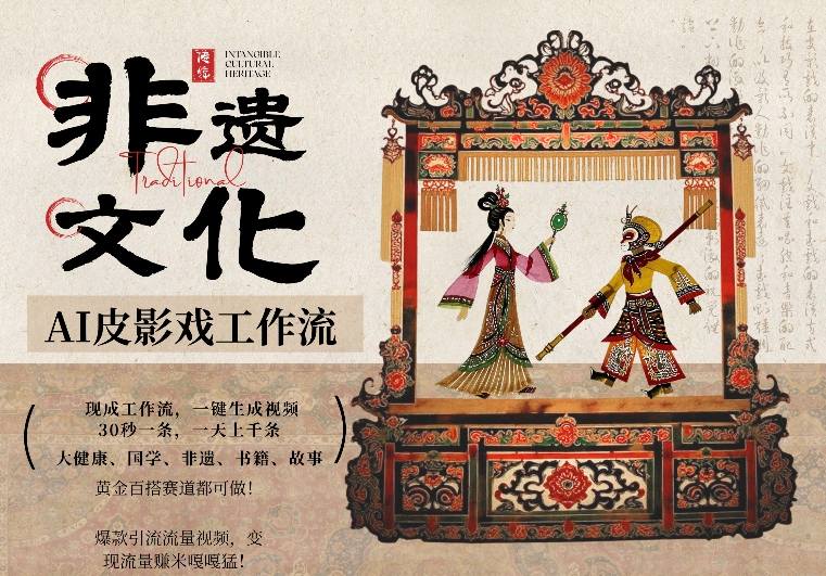 AI一键生成民俗文化非遗皮影戏视频，一刀不剪无需剪辑，30S一条，一天上百条，流量财富嘎嘎猛-智富思维学堂