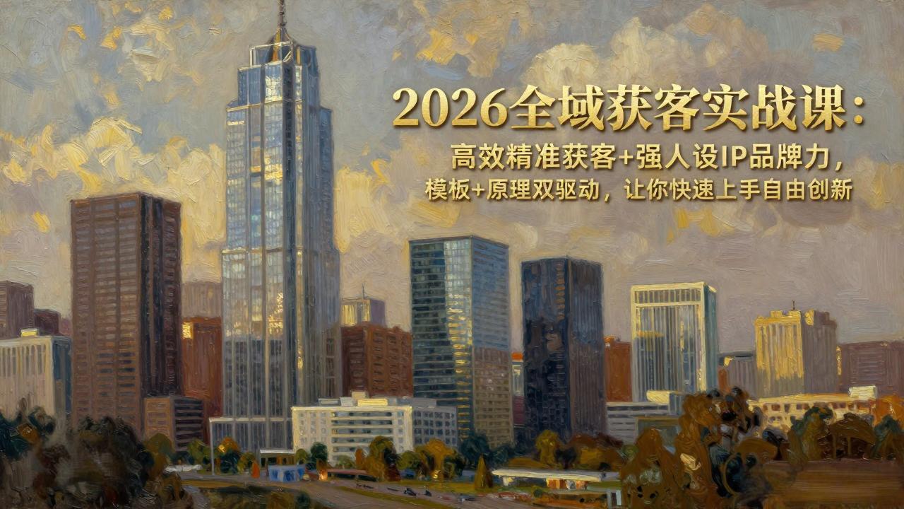 2026全域获客实战课：高效精准获客+强人设IP品牌力，模板+原理双驱动，让你快速上手自由创新-智富思维学堂