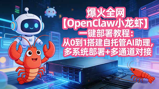 爆火全网【OpenClaw 小龙虾】一键部署教程：从0到1搭建自托管AI助理，多系统部署+多通道对接-智富思维学堂