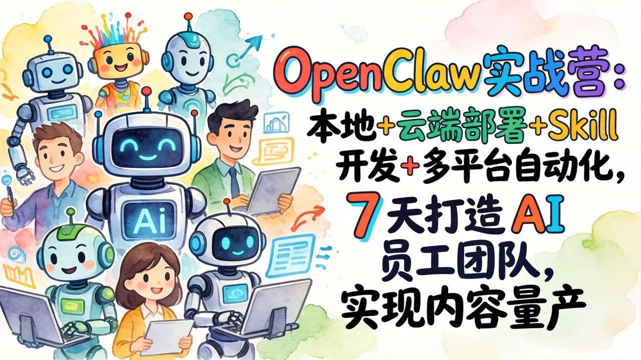 OpenClaw实战营：本地+云端部署+Skill开发+多平台自动化，7 天打造 AI 员工团队，实现内容量产-智富思维学堂
