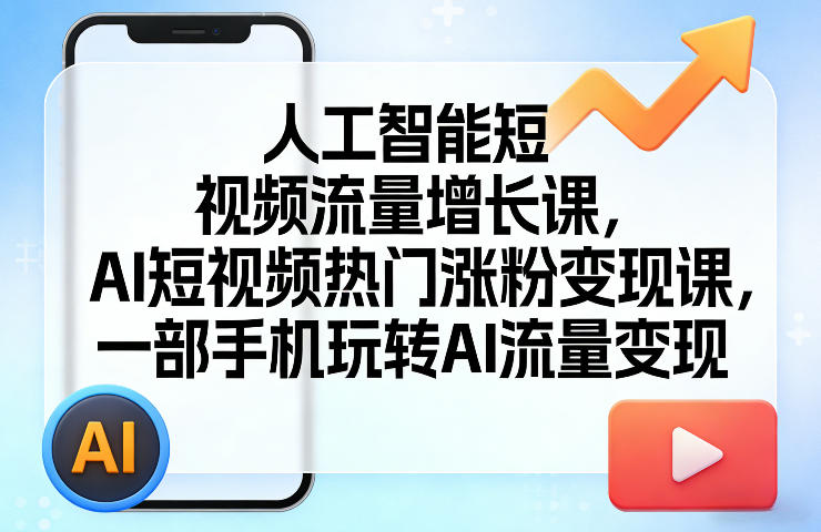 人工智能短视频流量增长课，AI短视频热门涨粉变现课，一部手机玩转AI流量变现-智富思维学堂