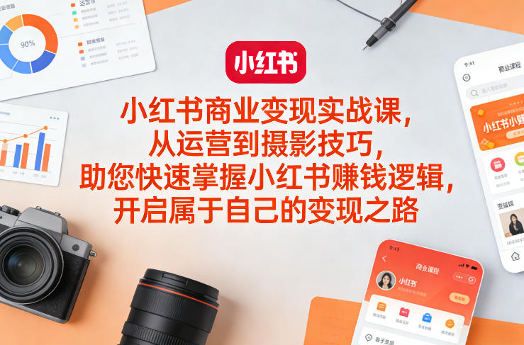 小红书商业变现实战课,从运营到摄影技巧,助您快速掌握小红书賺钱逻辑,开启属于自己的变现之路-智富思维学堂