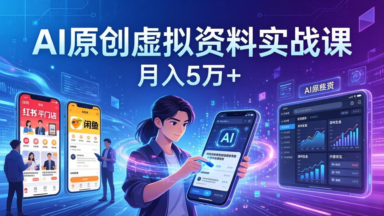 AI原创虚拟资料实战课：2026新机会，小红书闲鱼开店，普通人用AI轻松变现，月入5万+-智富思维学堂