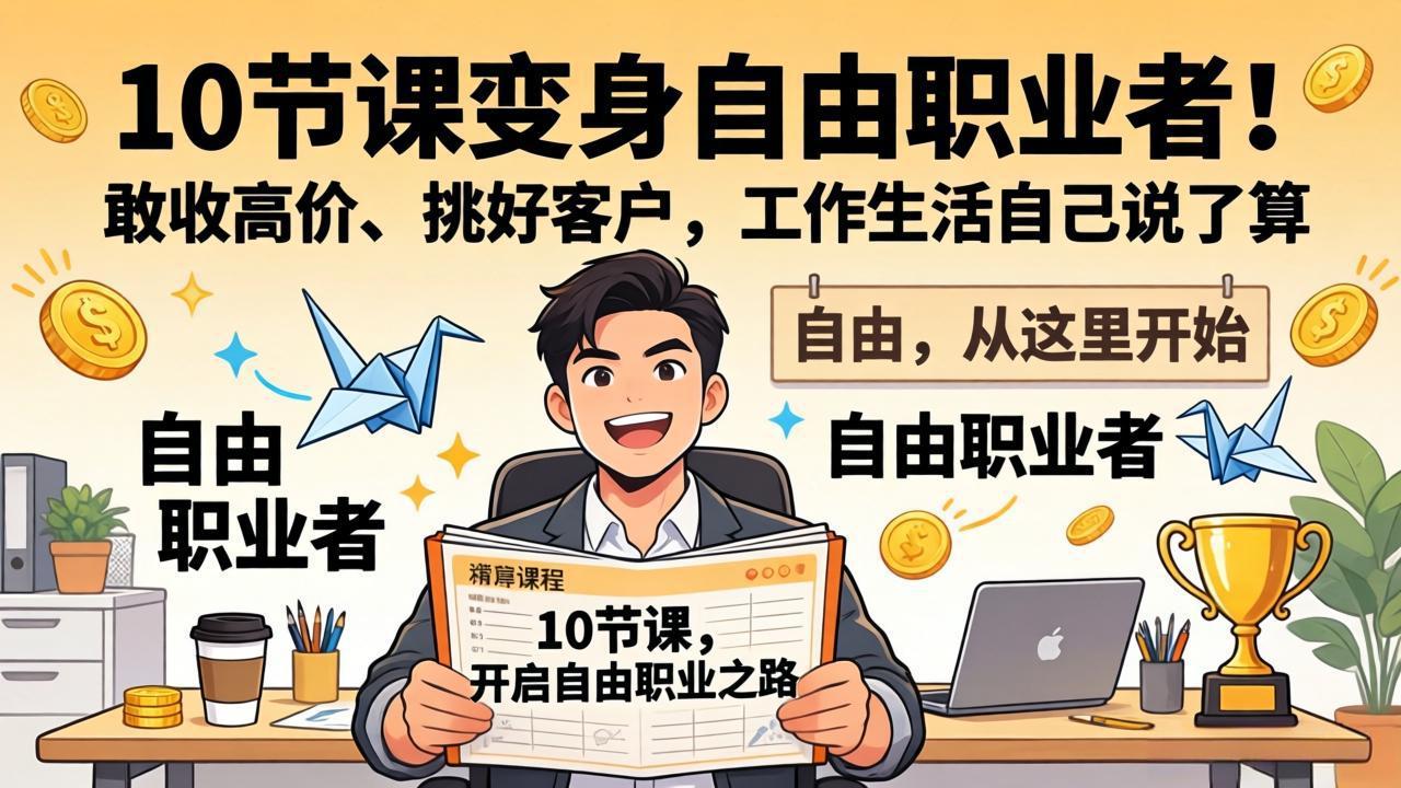 10 节课变身自由职业者！敢收高价、挑好客户，工作生活自己说了算-智富思维学堂