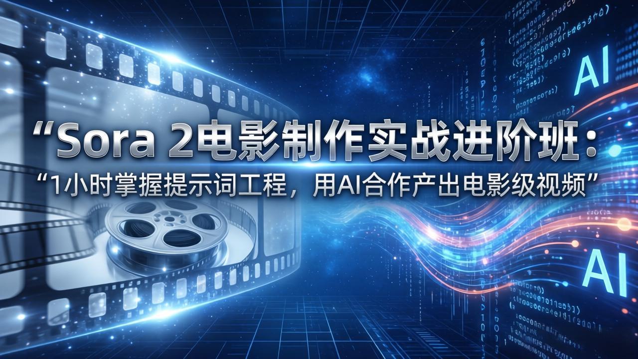 Sora 2电影制作实战进阶班：1小时掌握提示词工程，用AI合作产出电影级视频-智富思维学堂