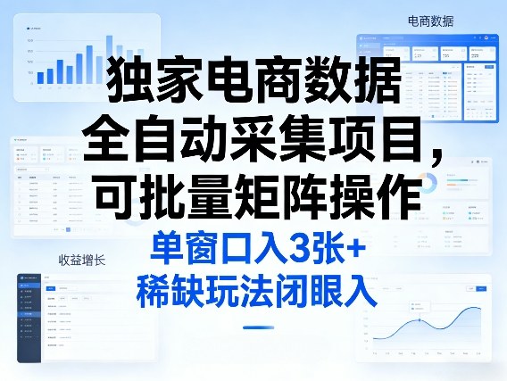独家电商数据全自动采集项目，可批量矩阵操作，单窗口日入3张+，稀缺玩法闭眼入【揭秘】-智富思维学堂